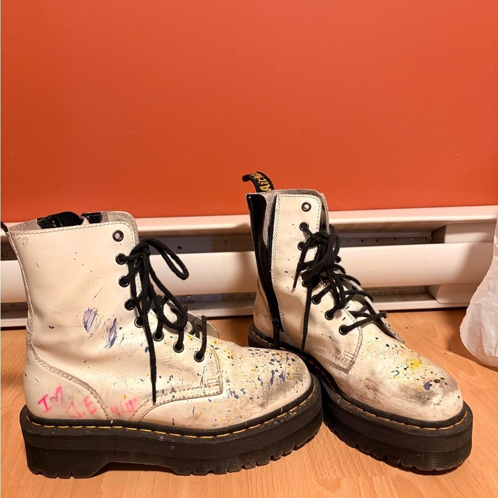 Dr. Martens White and Black Combat Boots